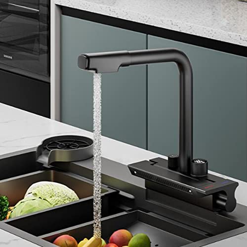Küchenspüle Wasserhähne mit Auszug Spray Messing Teleskop ein Loch Heiße und kaltes Wasser Digital Display Küchenmischer Wasserhahn-Weiß Küchenspüle Wasserhähne mit Auszug Spray Messing Teleskop ein Loch Heiße und kaltes Wasser Digital Display Küchenmischer Wasserhahn-Weiß von XJEIVJIC