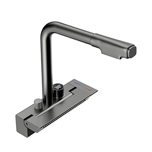 Küchenspüle Wasserhähne mit Auszug Spray Messing Teleskop ein Loch Heiße und kaltes Wasser Digital Display Küchenmischer Wasserhahn-Weiß Küchenspüle Wasserhähne mit Auszug Spray Messing Teleskop ein Loch Heiße und kaltes Wasser Digital Display Küchenmischer Wasserhahn-Weiß von XJEIVJIC