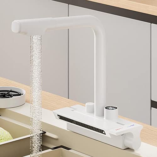 Küchenspüle Wasserhähne mit Auszug Spray Messing Teleskop ein Loch Heiße und kaltes Wasser Digital Display Küchenmischer Wasserhahn-Weiß Küchenspüle Wasserhähne mit Auszug Spray Messing Teleskop ein Loch Heiße und kaltes Wasser Digital Display Küchenmischer Wasserhahn-Weiß von XJEIVJIC