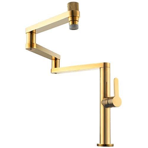 Küchentopffüller Wasserhahn, Decks -Mount -Topffüller, Messingküchenmischer Tipp, Klapphahn 2 Funktionen, ein Loch Küchenspüle Wasserhahn ein Griff, gebürstetes Gold Küchentopffüller Wasserhahn, Decks -Mount -Topffüller, Messingküchenmischer Tipp, Klapphahn 2 Funktionen, ein Loch Küchenspüle Wasserhahn ein Griff, gebürstetes Gold von XJEIVJIC