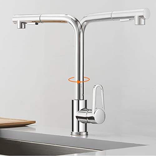Pull Out Rotating Retractable Hot and Cold Water Brass-Chrome von XJEIVJIC