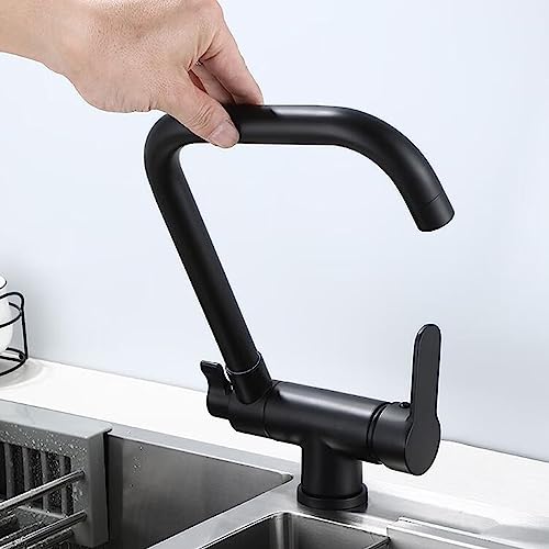 Schwarz 3-Wege falten Messing Schwenkküchenspüle Wasserhahn 3 Way-B von XJEIVJIC