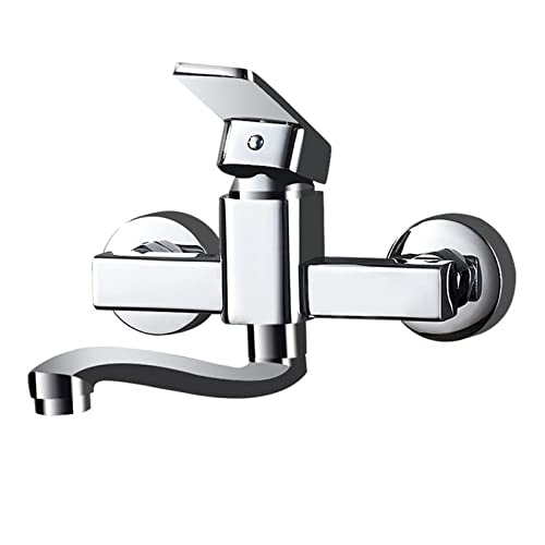 Wandhalterung Chromspüle Wasserhahn heiß und kalt drehbarer Messing-18 cm von XJEIVJIC