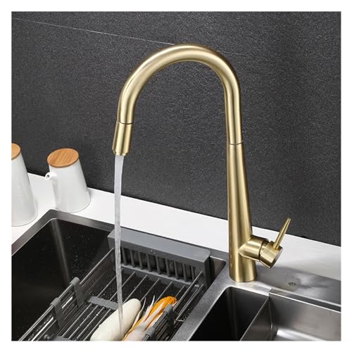Wasserhahn, Einzellochauszug aus dem Spout Küchenspüle Mixer Tap gebürstete goldene Küchenarmatur -Wasserhahn -Sprüherkopf Roségold/Schwarzmischer Hahn Wasserhahn, Einzellochauszug aus dem Spout Küchenspüle Mixer Tap gebürstete goldene Küchenarmatur -Wasserhahn -Sprüherkopf Roségold/Schwarzmischer Hahn von XJEIVJIC