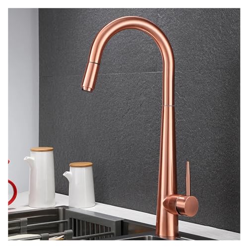 Wasserhahn, Einzellochauszug aus dem Spout Küchenspüle Mixer Tap gebürstete goldene Küchenarmatur -Wasserhahn -Sprüherkopf Roségold/Schwarzmischer Hahn Wasserhahn, Einzellochauszug aus dem Spout Küchenspüle Mixer Tap gebürstete goldene Küchenarmatur -Wasserhahn -Sprüherkopf Roségold/Schwarzmischer Hahn von XJEIVJIC
