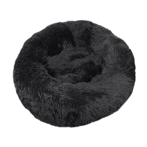 XJHKG Donut Hunde Katzenbett, Rundes Wärmendes Haustierbett mit Rutschfester Unterseite(Black,XS) von XJHKG