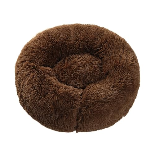 XJHKG Donut Hunde Katzenbett, Rundes Wärmendes Haustierbett mit Rutschfester Unterseite(Brown,XL) von XJHKG
