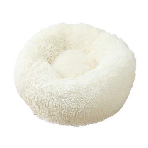 XJHKG Donut Hunde Katzenbett, Rundes Wärmendes Haustierbett mit Rutschfester Unterseite(Ivory,S) von XJHKG