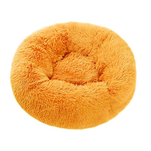 XJHKG Donut Hunde Katzenbett, Rundes Wärmendes Haustierbett mit Rutschfester Unterseite(Orange,XL) von XJHKG