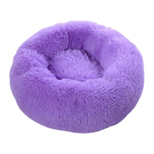 XJHKG Donut Hunde Katzenbett, Rundes Wärmendes Haustierbett mit Rutschfester Unterseite(Purple,S) von XJHKG