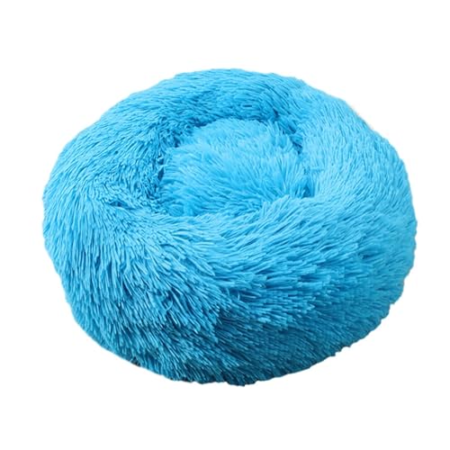 XJHKG Donut Hunde Katzenbett, Rundes Wärmendes Haustierbett mit Rutschfester Unterseite(SkyBlue,XL) von XJHKG