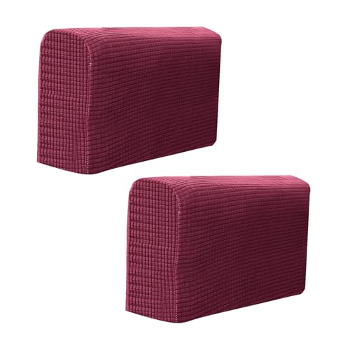 XJHKG Sofa Armlehne Abdeckungen, Armlehnenschoner für Stuhl Sofa Sessel Couch(WineRed,2 PCS) von XJHKG