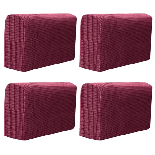 XJHKG Sofa Armlehne Abdeckungen, Armlehnenschoner für Stuhl Sofa Sessel Couch(WineRed,4 PCS) von XJHKG