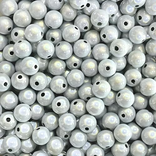 XJHNB 60/100/300/600 Stück reflektierende Perlen, 3D-Illusion, Wunderperlen, 4–30 mm, Stickerei, Acrylperlen für die Schmuckherstellung, hübsch unter Licht - Weiß,8mm 200Stk von XJHNB