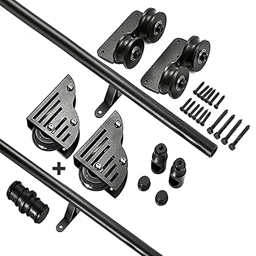 Schwarze Edelstahl Gleitbibliotheksleiter Hardwar Walzleiter Hardwarebibliothek Gleitleiter Hardware Kit Runde Gleis / Schiene, mit Bodenrollenrädern, schwarzen Stahl Rundrohr Mobile Ladder Tracks von XJHOME