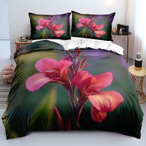 Bettwäscheset 200X220 mit Blumenmuster,Weiche Mikrofaser,Rosa Blumendruck,Bettwäscheset 200X220 für Damen,Mädchen und Kinder,Leichtes Grünes Bettbezug im Landhausstil,2/3-Teilig mit Reißverschl Bettwäscheset 200X220 mit Blumenmuster,Weiche Mikrofaser,Rosa Blumendruck,Bettwäscheset 200X220 für Damen,Mädchen und Kinder,Leichtes Grünes Bettbezug im Landhausstil,2/3-Teilig mit Reißverschl von XJHTJA