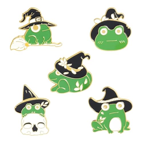XJHWD 4-7 Teile/Satz Cartoon Tiere Sammlung Katze Zauberer Frosch Emaille Pin Tier Hut Abzeichen Kleidung Tasche Schmuck Anime Geschenke für Kinder Frauen von XJHWD