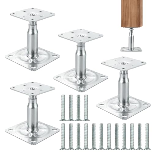 Pfostenträger 4 Stück 100-150 mm Höhenverstellbarer Pfostenträger, Stützenfuß aus verzinktem Stahl mit Schrauben, zum Aufschrauben, für Zäune Pergolen Carports Terrassen Unterstände Pfostenträger 4 Stück 100-150 mm Höhenverstellbarer Pfostenträger, Stützenfuß aus verzinktem Stahl mit Schrauben, zum Aufschrauben, für Zäune Pergolen Carports Terrassen Unterstände von XJJAUGKLY