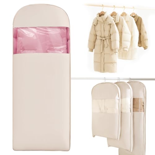 Vakuumbeutel zum Aufhängen für Kleidung, Platz sparen Schrank-Organizer mit selbstkomprimierendem Zipper, Staubschutz für Bettdecken, Kleidung, Jacken, Anzüge, Kleider, Schrank-Organizer(L) von XJJAUGKLY