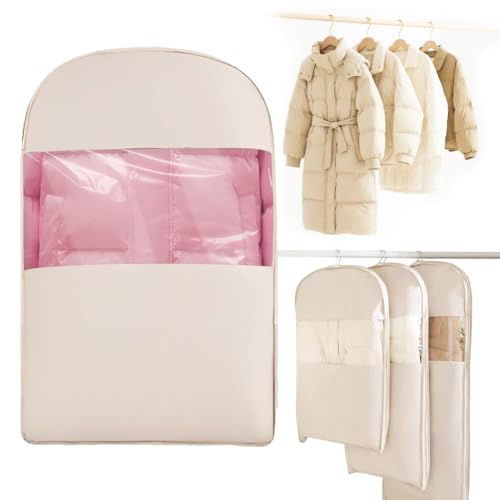 Vakuumbeutel zum Aufhängen für Kleidung, Platz sparen Schrank-Organizer mit selbstkomprimierendem Zipper, Staubschutz für Bettdecken, Kleidung, Jacken, Anzüge, Kleider, Schrank-Organizer(S) von XJJAUGKLY