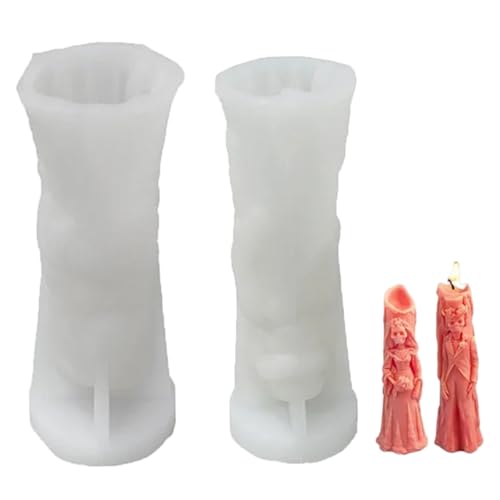 2pcs Halloween Silikonformen 3d Bräutigam & Braut Säulengeister Silikonform Halloween Dekorationen für DIY -Herstellung Kerze, Harz, Seife, Wachs |.Formen von XJKLBYQ
