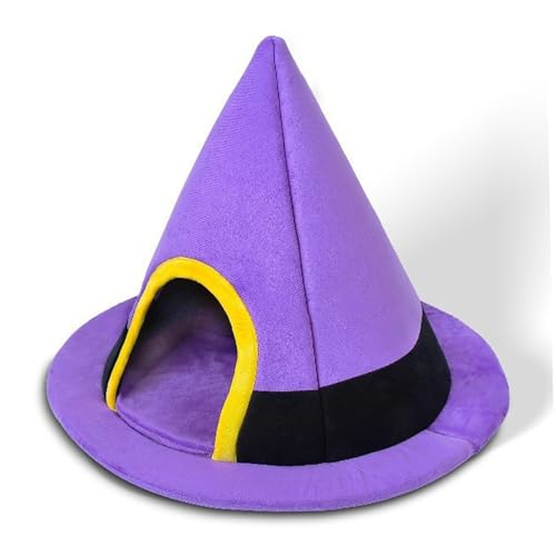 Halloween Katzenbett Hexenhut Form Goth Katze Bett mit Nicht rutschem Boden weicher warmes winddichtes kleines Hundehaus für Innenhäuser 18.1x23.6in |.Höhle von XJKLBYQ