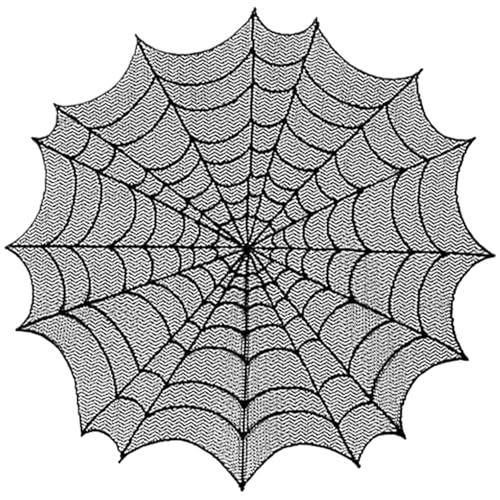 Halloween Spiderweb Spitzen-Tischdecke, 50 Zoll Hohle Schwarze Waschabdeckung für Party, Kamin Halloween Spiderweb Spitzen-Tischdecke, 50 Zoll Hohle Schwarze Waschabdeckung für Party, Kamin von XJKLBYQ
