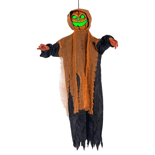 Hanging Ghosts Luminous Kürbiskopf Hängende Geister Halloween Decor mit leichten und solide verstellbaren gruseligen Halloween -Dekorationen für Haunted House Party von XJKLBYQ