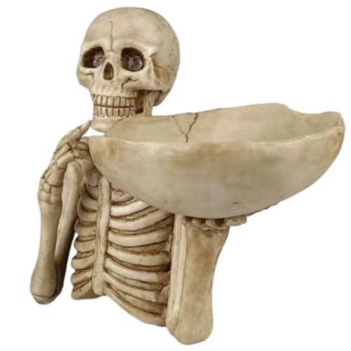 Harz -Skelettschädel Candy Bowl, Halloween -Servierschale für Heimtisch -Tisch -Herzstück/8.7x3.5x8.3 von XJKLBYQ