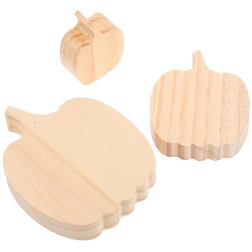 Holzkürbisse, 3 PCs unfertige Handwerkskürbisse lackierbar, DIY Craft für Harvest Party Home Stufe Tablett Dekoration von XJKLBYQ