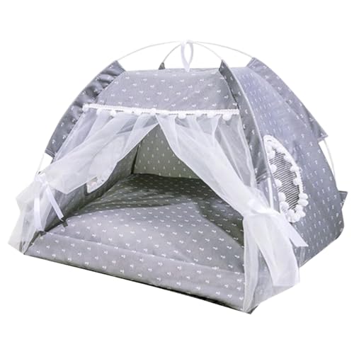 XJKLBYQ Hundehaus im Innen, süßes weiches Hundzelt mit Netzfenster & Vorhang, tragbares Katzenbett, atmungsaktives und Cooles Prinzessin für Haustier, Puppe, Puppe von XJKLBYQ