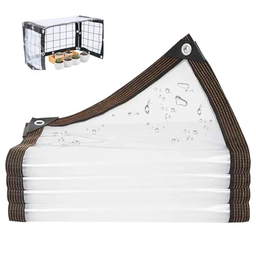 Klares Planen mit Tarten, 7x10 Fuß wasserdichtes Kunststoff -Plane für Camping, Pflanzen Gewächshaus, Autos, Terrasse, Pavillon, Hühnerschall von XJKLBYQ