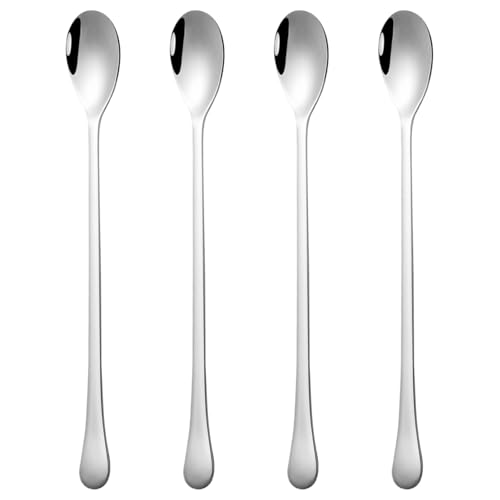 Long Spoon 4pcs 8-Zoll 304 Edelstahl-Eistee-Tee-Löffel Spiegel Polieren Langer Rührlöffel leicht zu reinigen Eislöffel für Bar Home Party Gebrauch, Long Griff Löffel von XJKLBYQ