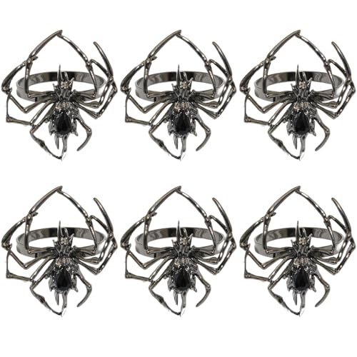 Spinnenserviettenringe mit Strass, 6pcs Zinklegungshalter für Halloween Tisch Dining Party Decor/1.9x2.2 von XJKLBYQ