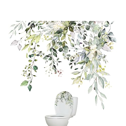 Toilettenaufkleber Pflanzenblätter Blätter Toiletten Sitz Deckel Aufkleber schälen abnehmbare Wandbild von XJKLBYQ
