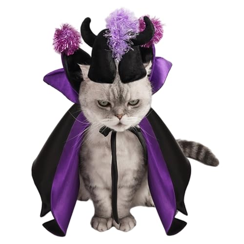 Vampir -Katzenkostüm, Fledermausflügel Cape Pet Halloween Kostüme mit Krawatte, Halloween Cosplay Vampire Umhang für kleine Hunde und Katzen von XJKLBYQ