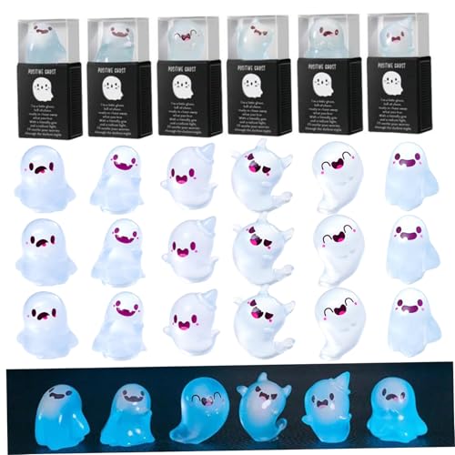 XJKLBYQ 30pcs Mini -Geister -Figuren leuchten im dunklen Ghost Halloween Mini -Figuren Luminöses Harz Halloween Miniaturen für Tischgarten Landschaftsdekoration von XJKLBYQ