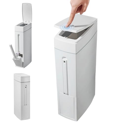 XJKLBYQ Badezimmermüll Can 4x8x17in 4, 5 l Schlanker Badezimmerbehälter mit Toilettenbürstenhalter Pressemitteler weißer rechteckiger Toilettenmüll für Küchenraum sparsamen XJKLBYQ Badezimmermüll Can 4x8x17in 4, 5 l Schlanker Badezimmerbehälter mit Toilettenbürstenhalter Pressemitteler weißer rechteckiger Toilettenmüll für Küchenraum sparsamen von XJKLBYQ