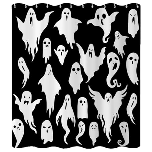 XJKLBYQ Ghost Duschvorhang, schwarz weiß wasserdichtes waschbares Halloween Badezimmerdekor/35x71 Zoll XJKLBYQ Ghost Duschvorhang, schwarz weiß wasserdichtes waschbares Halloween Badezimmerdekor/35x71 Zoll von XJKLBYQ