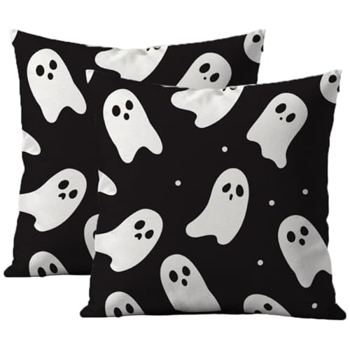 XJKLBYQ Ghost Pillow Covers, 2pcs weiche Plüsch Halloween, niedliche Geistermuster Kissenbezüge für Couch -Sofa Bett Wohnzimmer/18x18 von XJKLBYQ