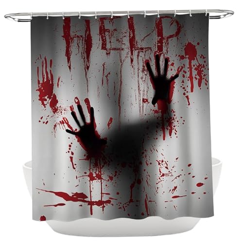 XJKLBYQ Halloween Duschvorhang Hilf Mir blutige Hände, 71x71in Horror gruseliger gruselig Halloween Badezimmerdekoration XJKLBYQ Halloween Duschvorhang Hilf Mir blutige Hände, 71x71in Horror gruseliger gruselig Halloween Badezimmerdekoration von XJKLBYQ