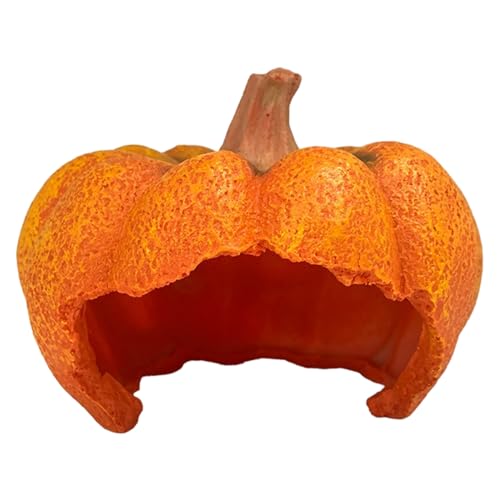 XJKLBYQ Halloween Fish Tank Decor Harzkürbisform Halloween Aquariumdekorationen für kleine Fische, Garnelen, Frösche, Gecko, Spinne, Schildkröten aus Versteck von XJKLBYQ