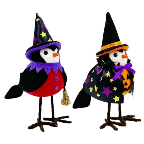 XJKLBYQ Halloween Tischdekorvogel -Figuren, 2pcs süße Hexenvogelstatue für Innenparty -Home Gürteldekorationen XJKLBYQ Halloween Tischdekorvogel -Figuren, 2pcs süße Hexenvogelstatue für Innenparty -Home Gürteldekorationen von XJKLBYQ