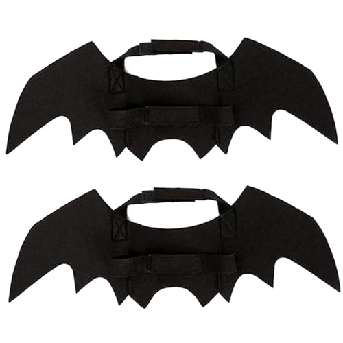 Katzenfledermaus, 2pcs Verstellbare Filzes Halloween-Kostüm für Haustiere, niedliche Fledermausflügel-Kleidungszubehör (schwarzes, nachteiliges Design) von XJKLBYQ