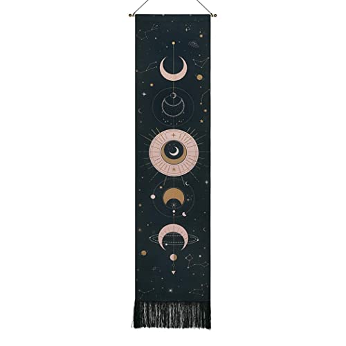XJKLBYQ Mondphase Wandteppich Wand Hanging Mond Wandteppich Kunst Wandteppich mit Quasten für die Wanddekoration zu Hause, hängende Wanddekoration von XJKLBYQ