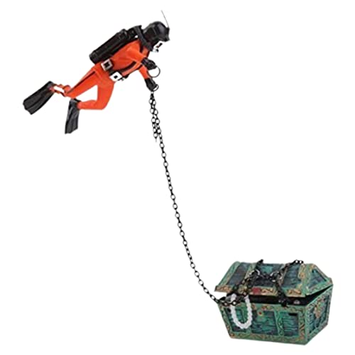XJKLBYQ Schiffswrack -Aquariumdekoration Ornament, Fischtank -Ornamente Schiffswrack -Dekor, versunkenes Schiff für Süßwassersalzwassertanks (Farbiger Schiffbauer) (Orange Frogman) von XJKLBYQ