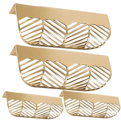 XJKLBYQ Schrankgriffe 4PCs Feste Zinklegungskante für Schränke 4-5/8 Zoll gebürstetes Blattgold Schrank ziehen für Kommodenschublade, Blatt von XJKLBYQ