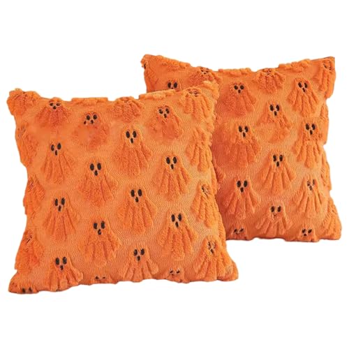 XJKLBYQ Sticked Ghost Pillow Covers, 2pcs Orange Plüsch Halloween Hausdekor/18x18 Zoll XJKLBYQ Sticked Ghost Pillow Covers, 2pcs Orange Plüsch Halloween Hausdekor/18x18 Zoll von XJKLBYQ