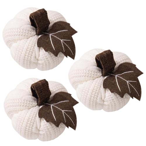 XJKLBYQ Stricke weiße Kürbisse mit Blatt, 3pcs Hanging Herbstkürbisdekor für Ernte Thanksgiving Halloween XJKLBYQ Stricke weiße Kürbisse mit Blatt, 3pcs Hanging Herbstkürbisdekor für Ernte Thanksgiving Halloween von XJKLBYQ