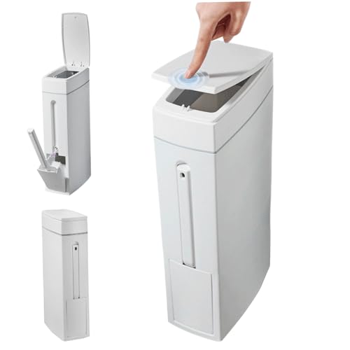 XJKLBYQ Toilettenmüll Can, Badezimmermüll Can 4x8x17in 4, 5 l Schlanker Badezimmerbehälter mit Toilettenbürstenhalter Pressemitteler weißer Rechteck für Küchenraum sparen XJKLBYQ Toilettenmüll Can, Badezimmermüll Can 4x8x17in 4, 5 l Schlanker Badezimmerbehälter mit Toilettenbürstenhalter Pressemitteler weißer Rechteck für Küchenraum sparen von XJKLBYQ